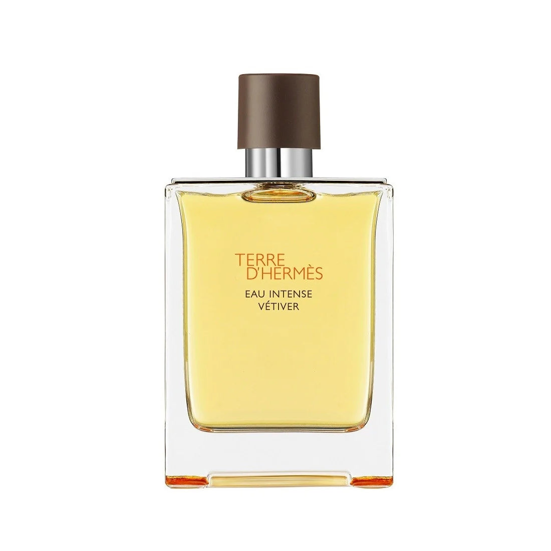 Hermès Terre d'Hermès Eau Intense Vétiver Eau de Parfum 200ml in the signature orange H bottle with warm brown leather-hued cap and metal shoulders