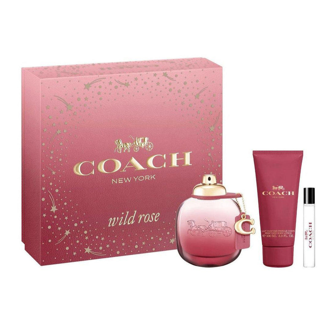 Coach Wild Rose Eau De Parfum 90ml 7.5ml and Body Lotion 100ml luxury floral fragrance gift set