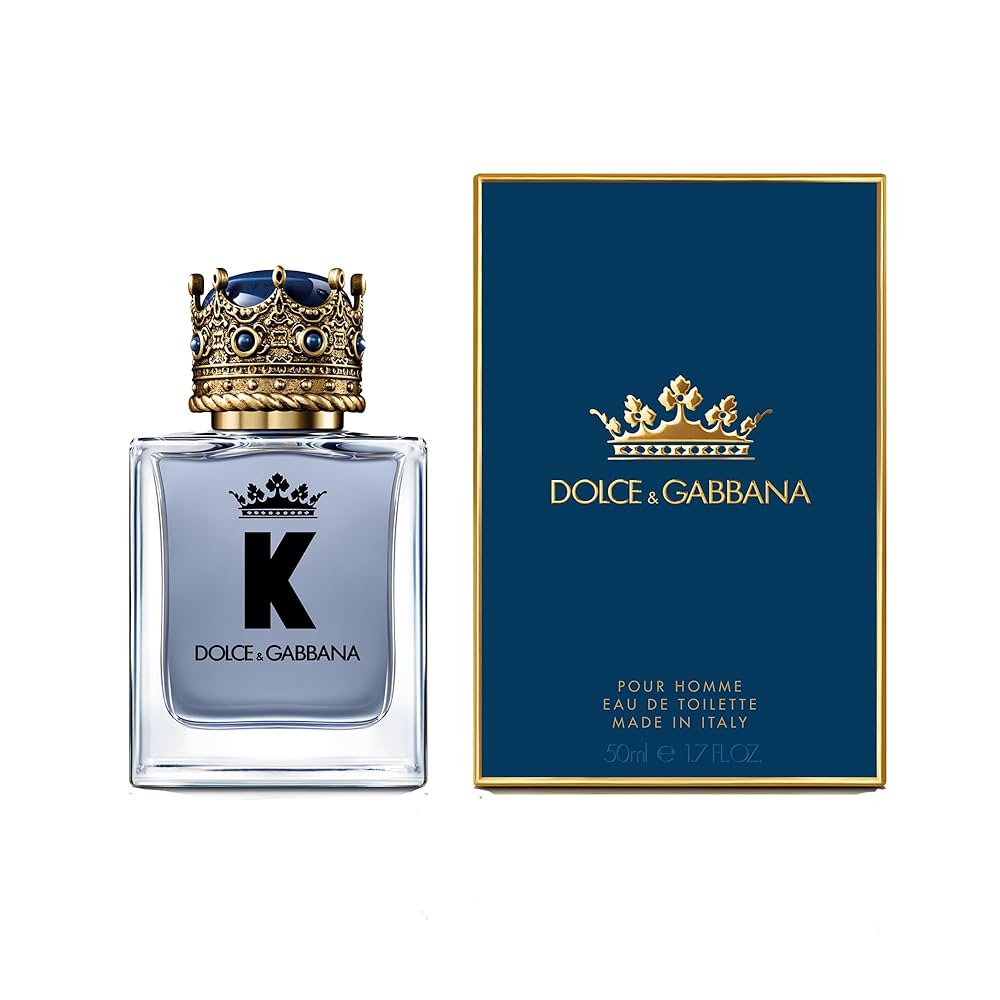 Dolce & Gabbana K perfume bottle and packaging on a white background