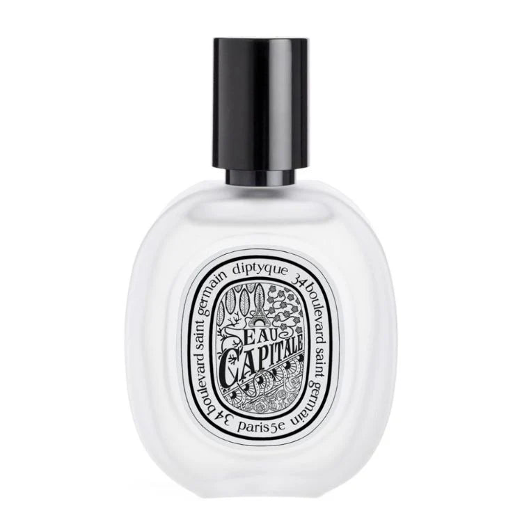 Diptyque Eau Capitale hair mist bottle on a white background