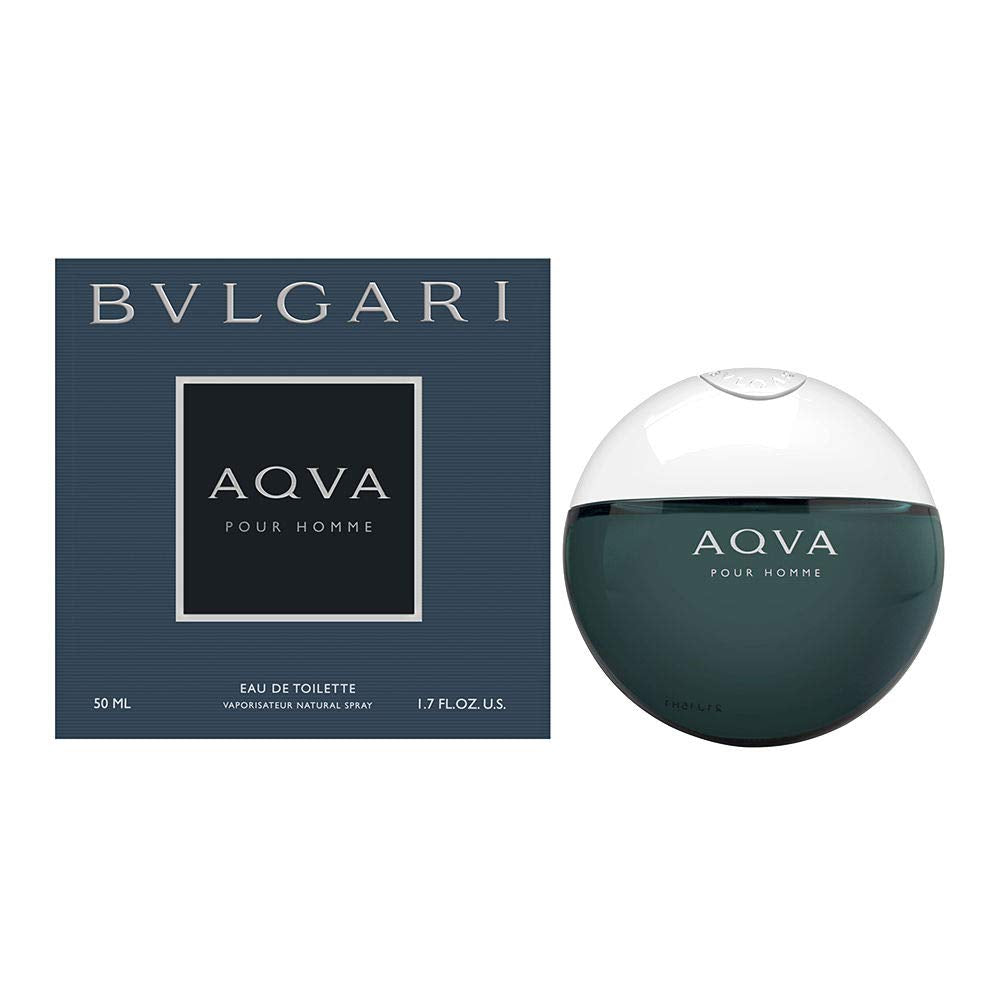 Bulgari Aqva pour Homme perfume bottle and packaging on a white background