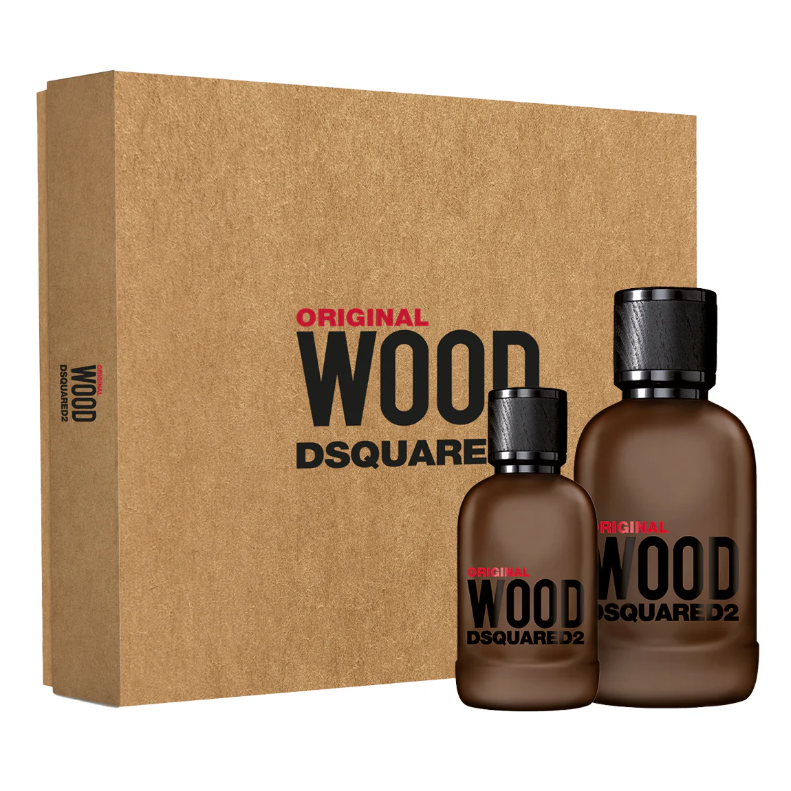 DSQUARED2 Original Wood Eau de Parfum 100ml + 30ml bottles alongside packaging box