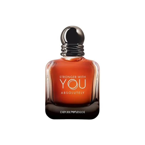 Emporio Armani Stronger With You Absolutely Parfum 100ml in the signature deep amber gradient glass bottle with Emporio Armani eagle logo