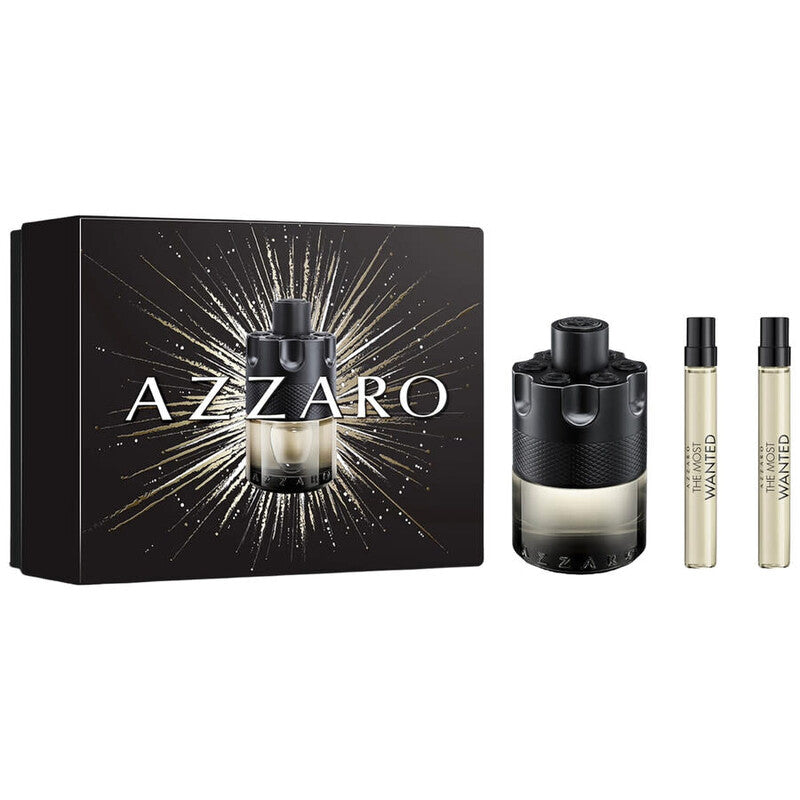 Azzaro The Most Wanted EDT Intense set with 100ml bottle and two 10ml travel.