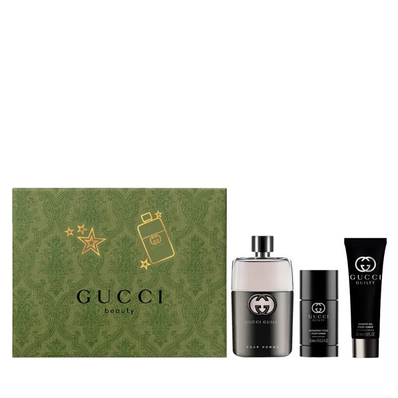 Gucci Guilty Pour Homme EDT set with 90ml spray, shower gel and deodorant stick