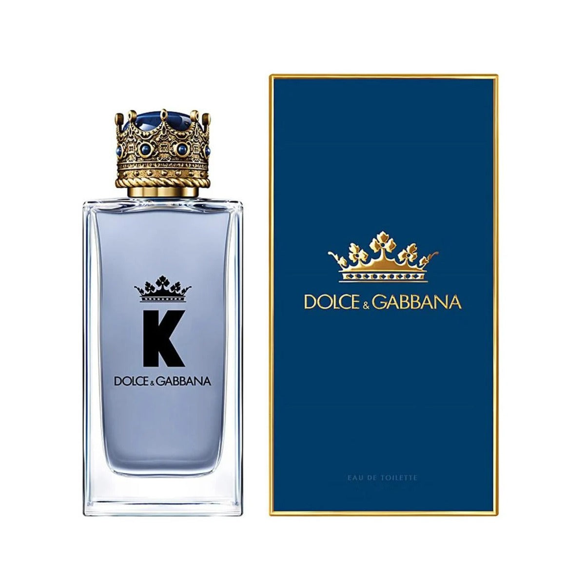 K by Dolce & Gabbana EDT 100ml bottle with geometric shape and gold crown cap
