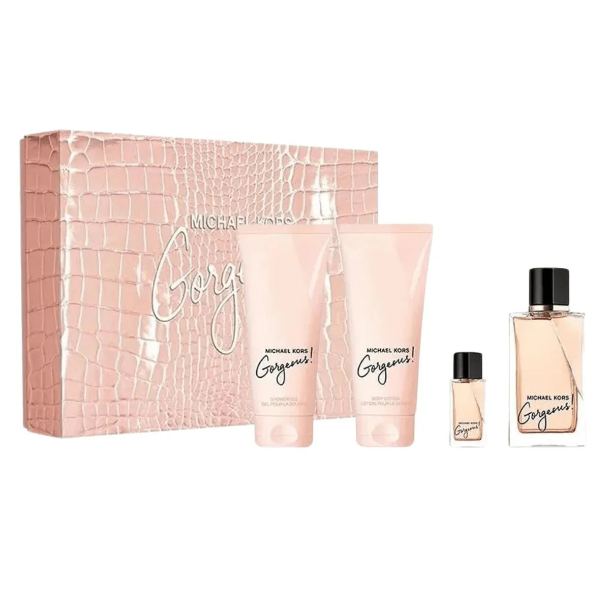 Michael Kors Gorgeous Eau De Parfum 100ml 5ml Body Lotion 100ml Shower Gel 100ml luxury floral woody fragrance and body care set