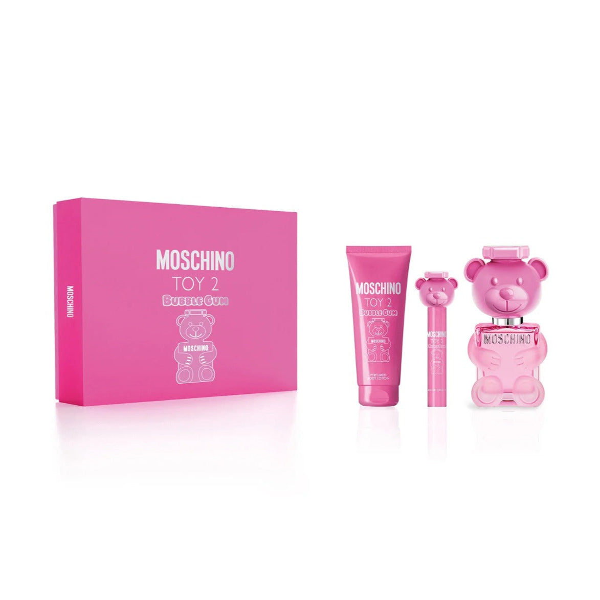 Moschino Toy 2 Bubble Gum Eau De Toilette 100ml 10ml and Body Lotion 100ml playful fruity gourmand fragrance set