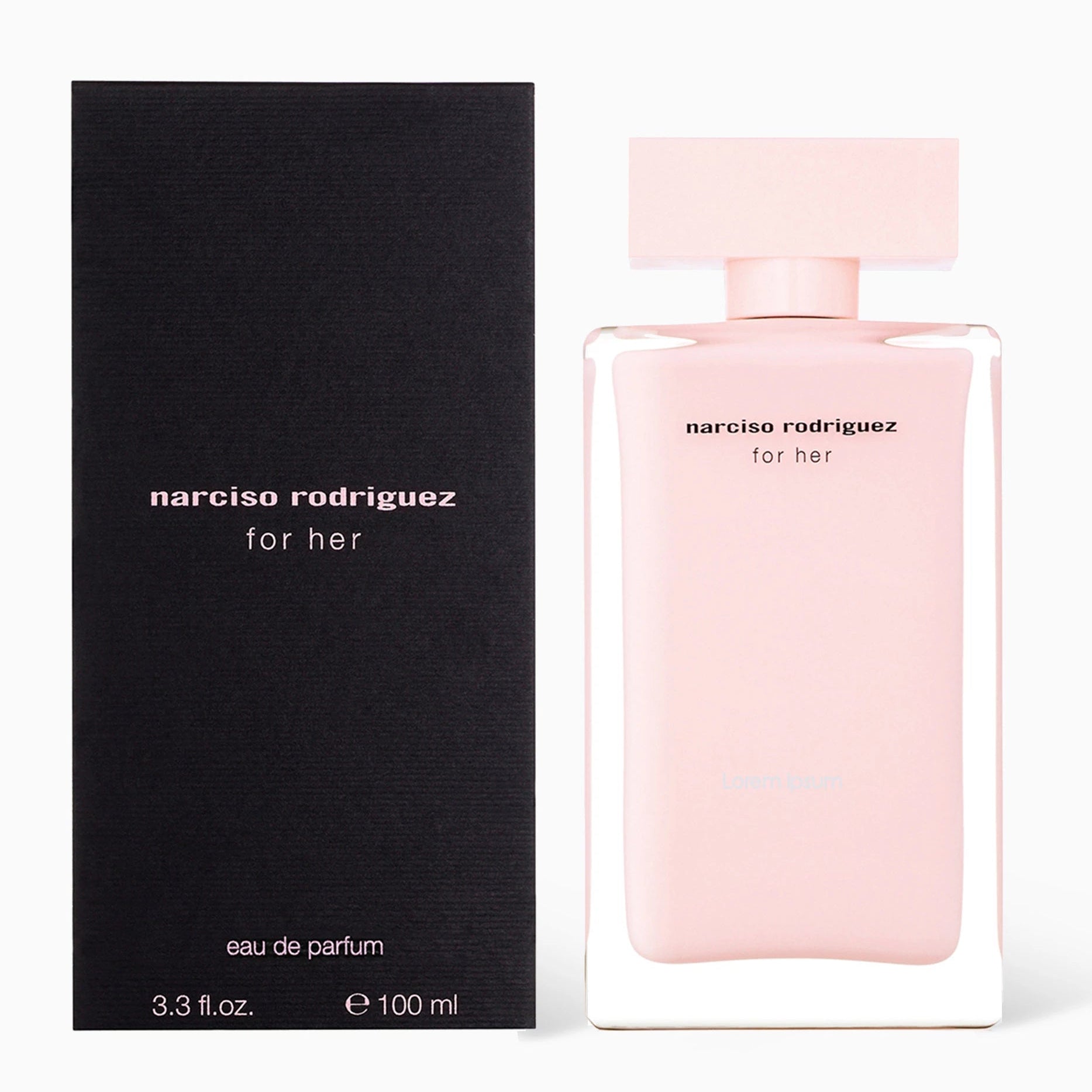 Narciso Rodriguez For Her Eau de Parfum 100ml bottle in signature pink glass
