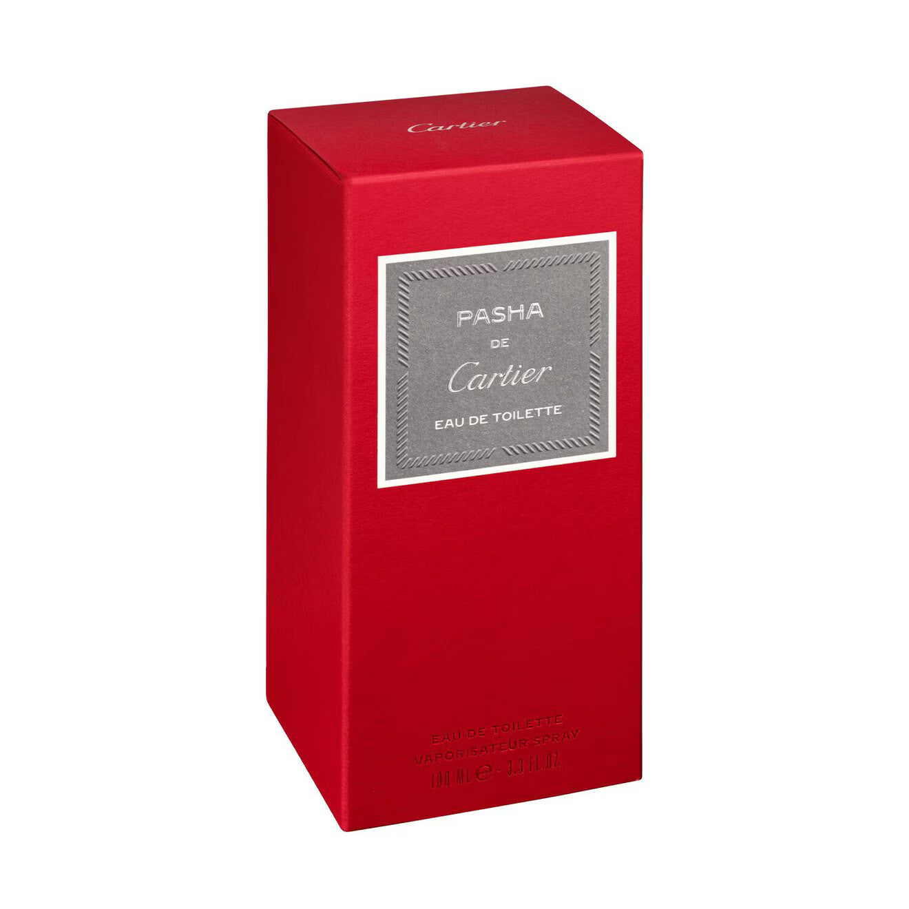 Pasha de Cartier Eau de Toilette 100ml bottle with signature gadroon glass and crown-shaped cap