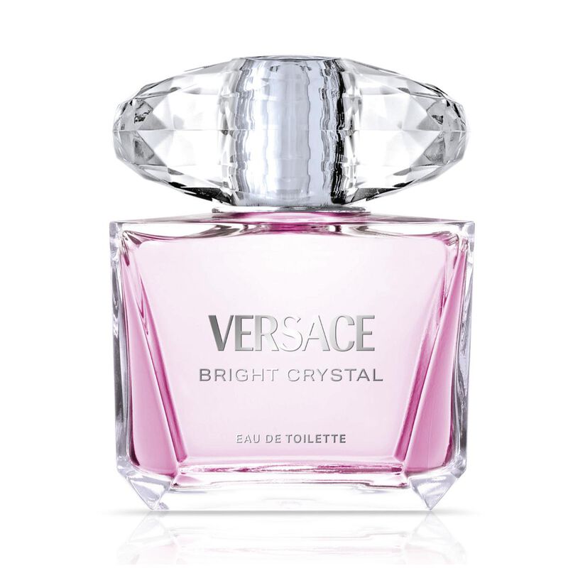 Versace Bright Crystal perfume bottle on a white background