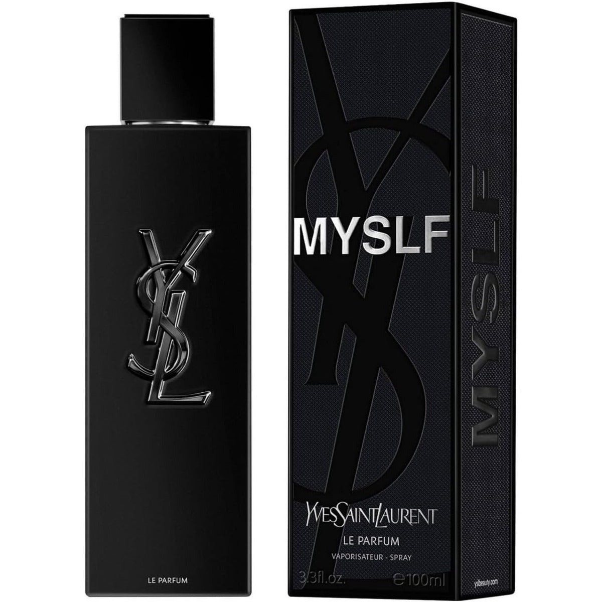 YSL MYSLF Le Parfum refillable 100ml bottle in matte black glass with gunmetal accents