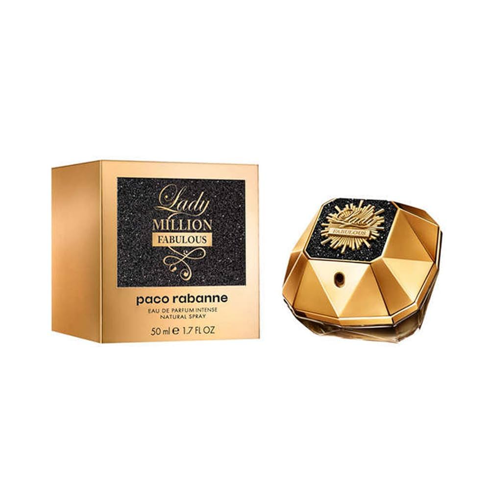 Paco Rabanne Lady Million Fabulous perfume bottle and packaging on a white background
