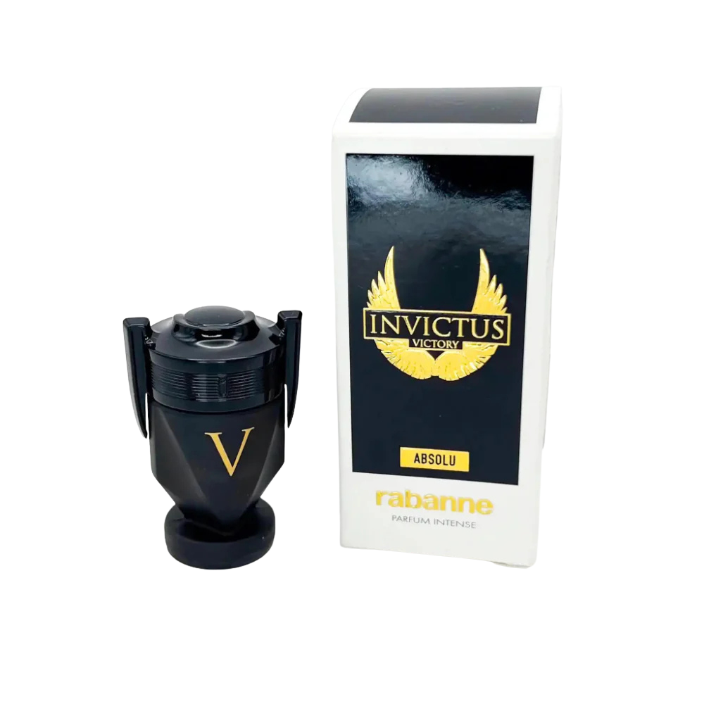 Rabanne Invictus Victory Absolu Parfum Intense 5ml dab-on in a matte black trophy-shaped bottle