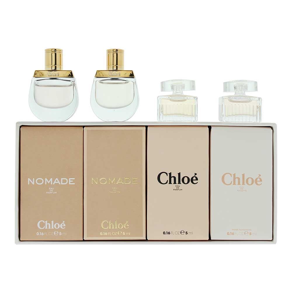 Chloe miniature set bottles and packaging on a white background