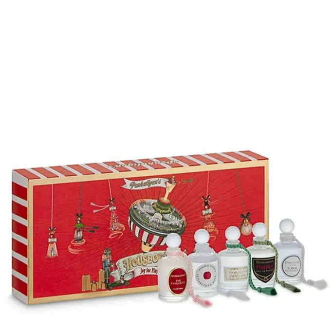 Penhaligon's women’s fragrance discovery set with The Favourite, Elisabethan Rose, Halfeti, Luna, and Empressa miniature bottles in elegant packaging