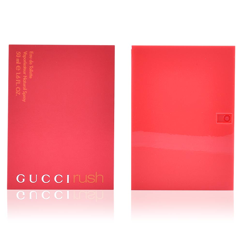 Gucci Rush perfume with packaging on a white background