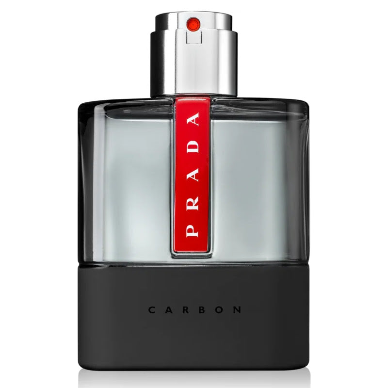 Prada Luna Rossa Carbon perfume bottle on a white background