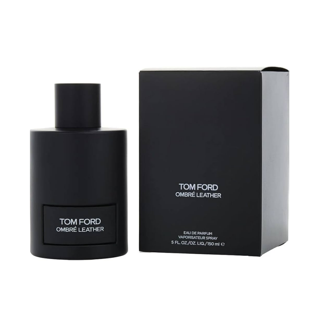 Tom Ford Ombre Leather perfume bottle and packaging on a white background