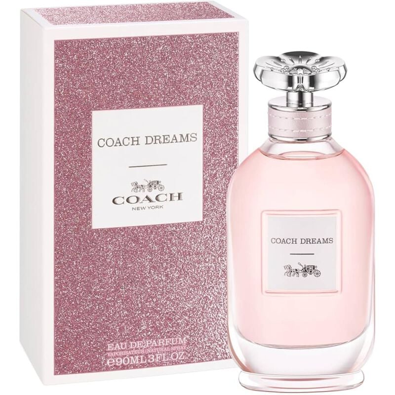 Coach Dreams Eau De Parfum 90ml bottle in elegant apothecary-inspired design with floral fragrance notes