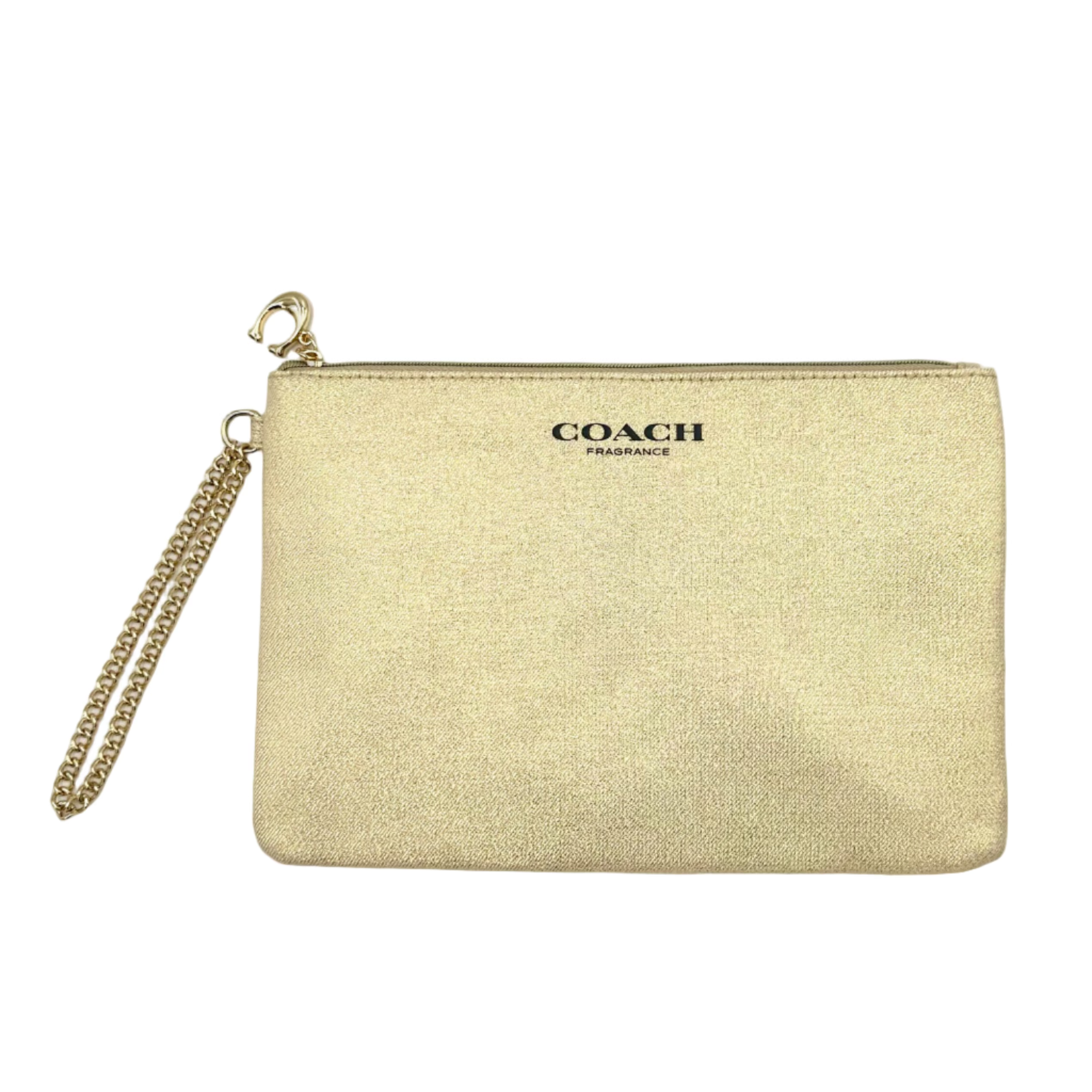 Coach fragrance gold pouch with wristlet chain