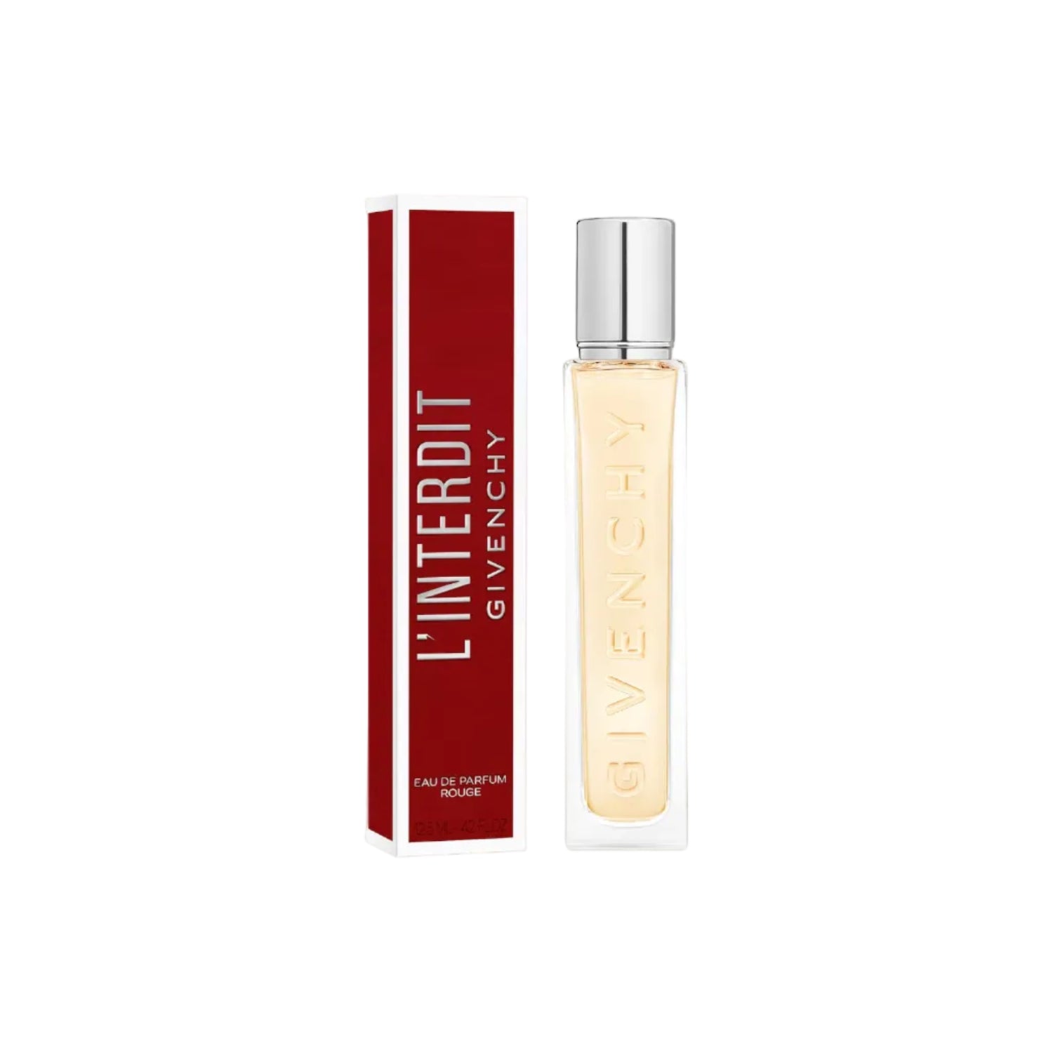 Givenchy L'Interdit perfume bottle and packaging on a white background