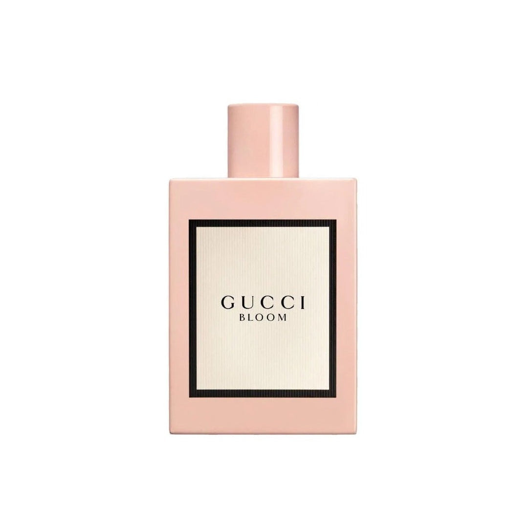 Gucci Bloom perfume bottle on a white background