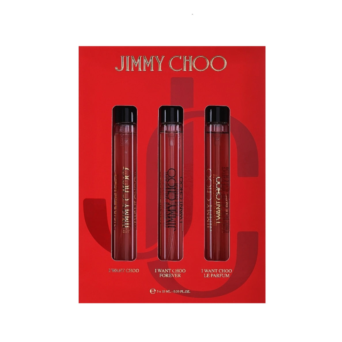jimmy choo i want choo gift set 3 x 10ml eau de parfum bottles in packaging