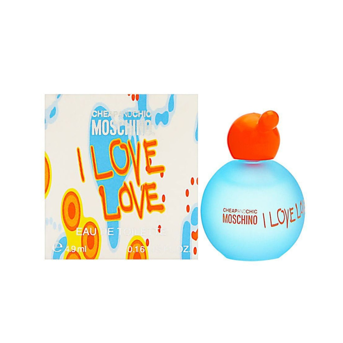 Moschino I Love Love Eau De Toilette 4.9ml miniature colorful bottle and packaging