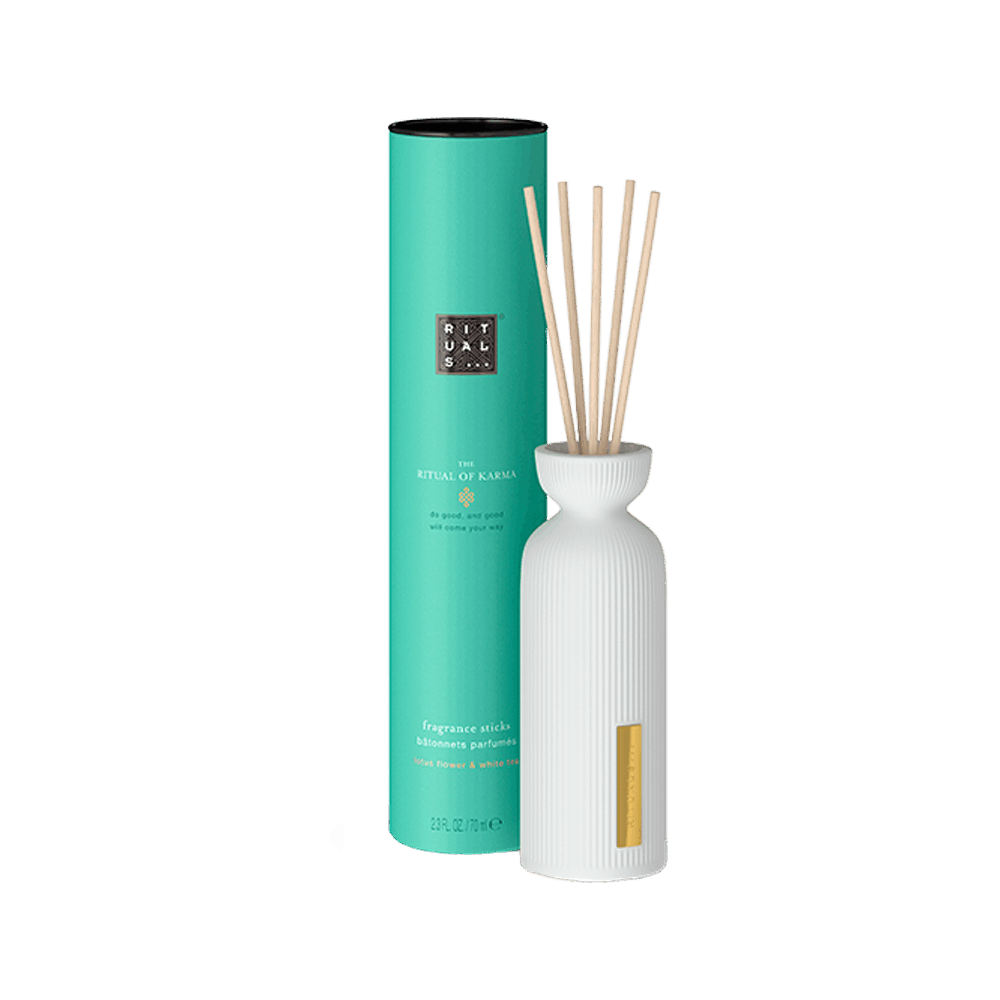 Rituals The Ritual of Karma Mini Fragrance Sticks 70ml with holy lotus and white tea, elegantly designed for smaller spaces
