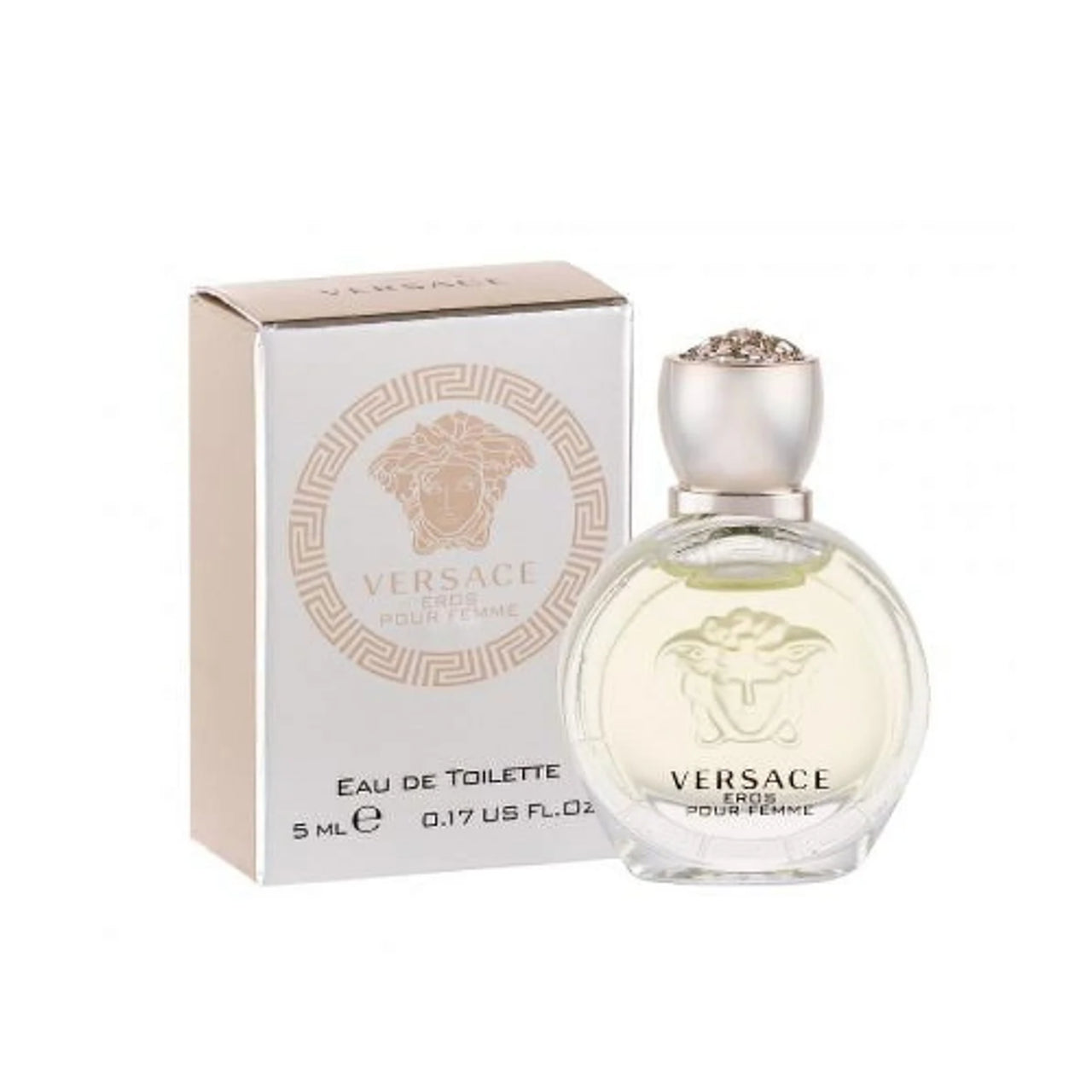 Versace Eros Pour Femme Eau De Toilette 5ml miniature with gold coloured box