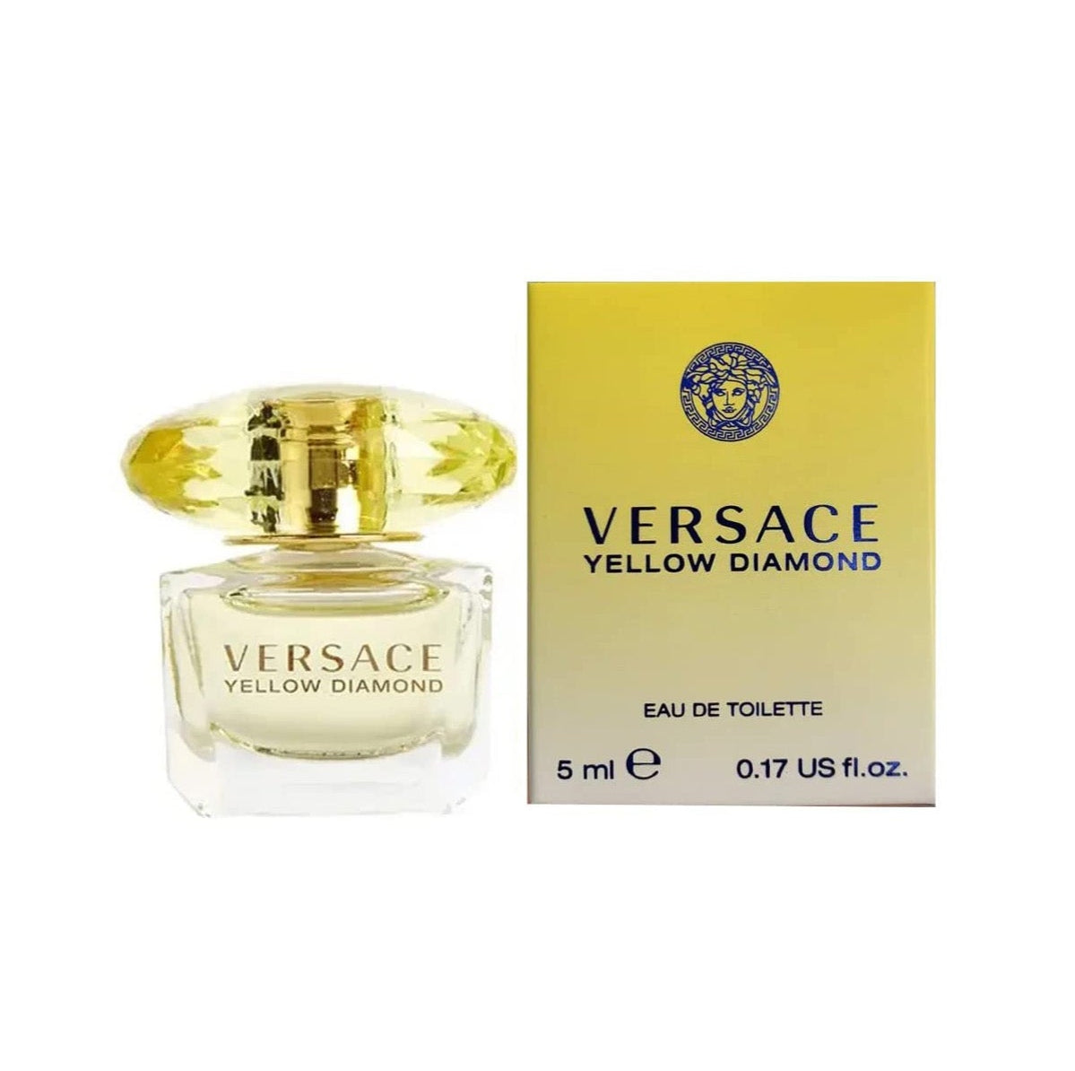 Versace Yellow Diamond Eau de Toilette 5ml miniature bottle with crystal-inspired yellow cap