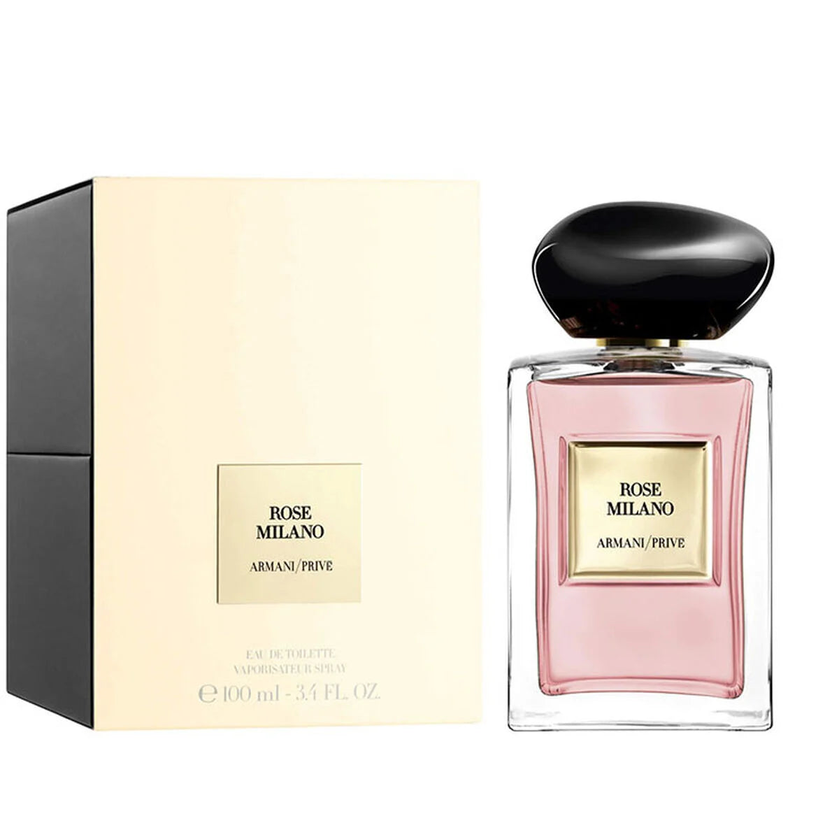 Rose Milano Armani Prive perfume bottle and packaging on a white background