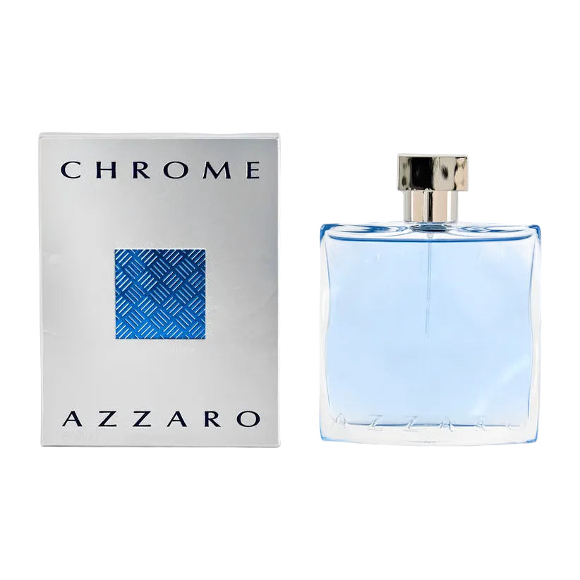 Azzaro Chrome Eau de Toilette 100ml in the classic angular blue bottle