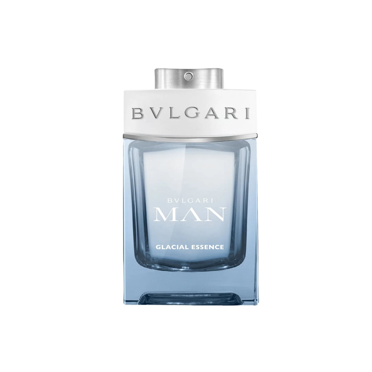 Bvlgari Man Glacial Essence Eau de Parfum set with 100ml and 15ml in the iconic icy blue glacier-inspired bottle