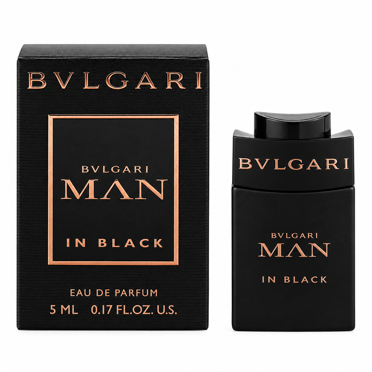 Bvlgari Man In Black Eau de Parfum 5ml dab-on bottle in the dark faceted glass flacon