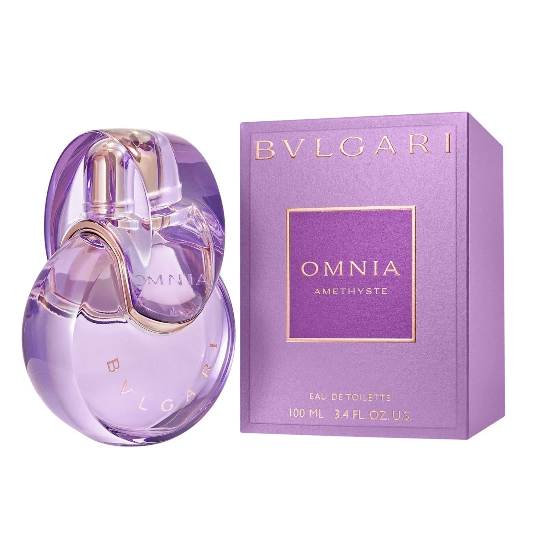 Bvlgari Omnia Amethyste Eau de Toilette 100ml bottle in soft amethyst-purple glass