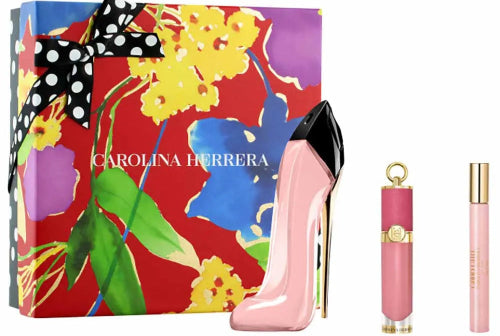 Carolina Herrera Good Girl Blush Eau De Parfum Gift Set with 80ml fragrance, 10ml travel spray, and 5ml Lip & Cheek Blusher