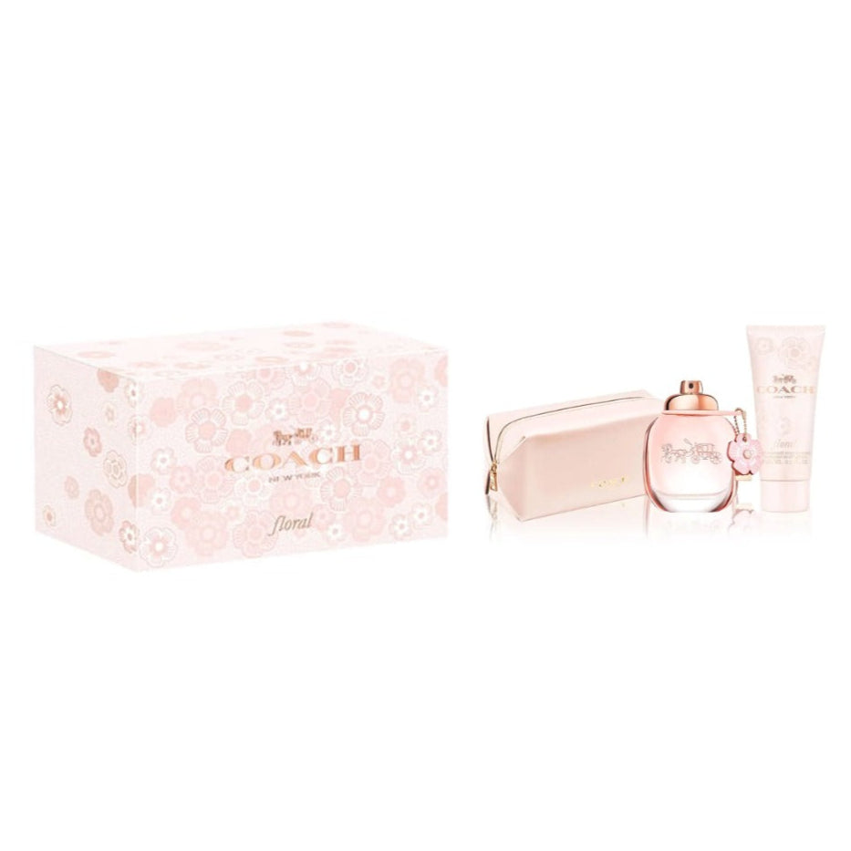 Coach Floral Eau de Parfum 90ml gift set with body lotion 100ml and Coach pouch