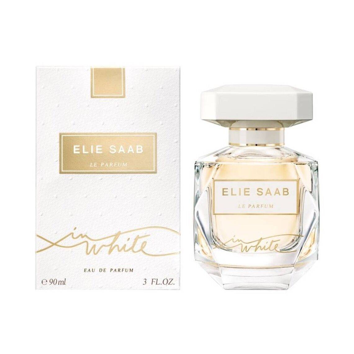 Elie Saab Le Parfum in White 90ml bottle in faceted white and gold glass