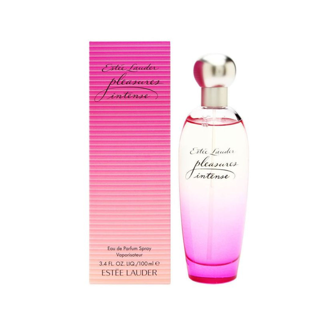 Estée Lauder Pleasures Intense Eau de Parfum 100ml bottle in minimalist pink-tinted glass