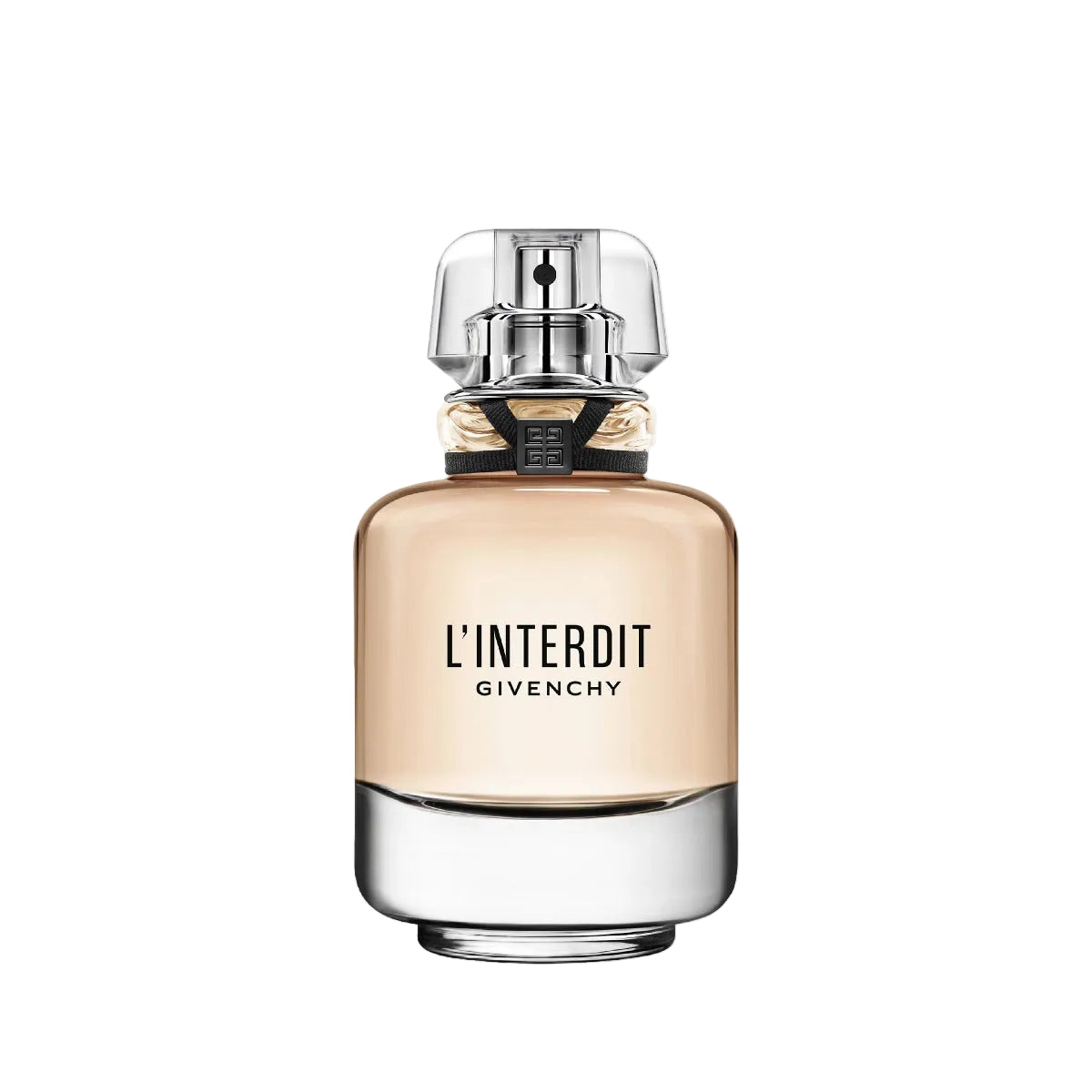 Givenchy L'Interdit Eau de Parfum 80ml bottle in sculptural clear glass with ribbon detail