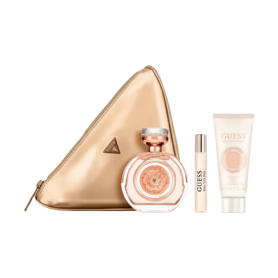 Guess Bella Vita Rosa Eau de Toilette 100ml gift set with travel spray, body lotion, and pouch
