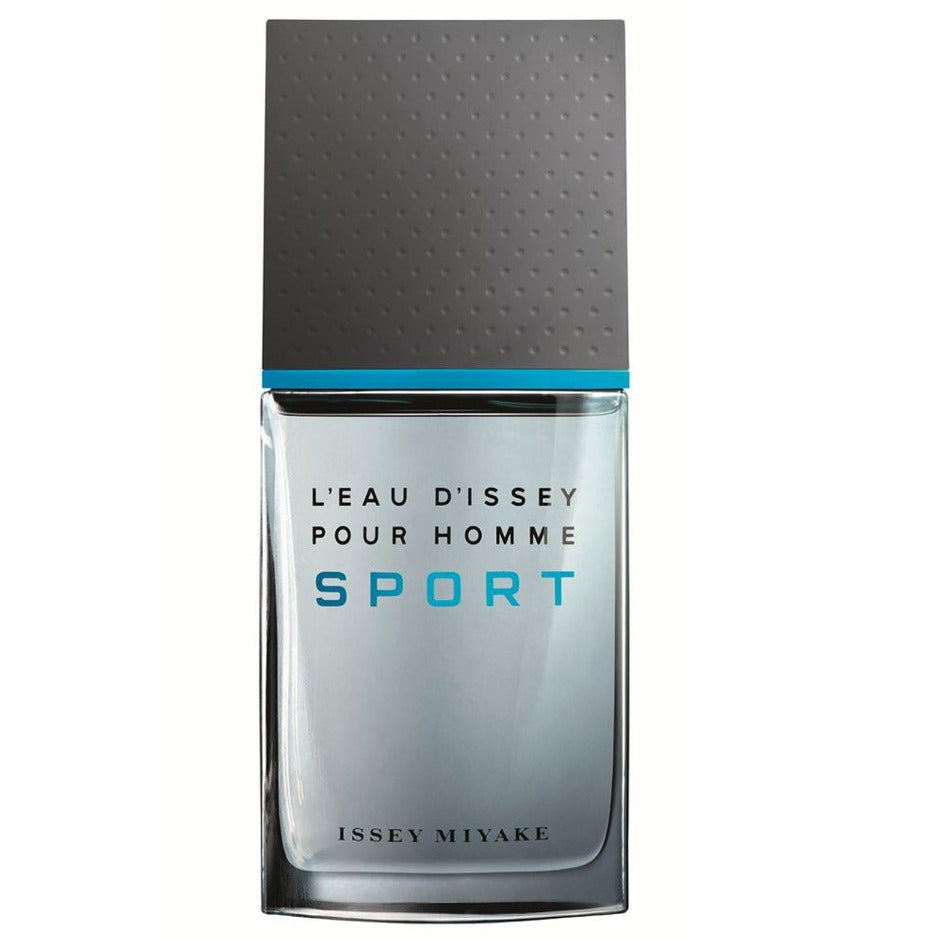 Issey Miyake L'Eau d'Issey Pour Homme Sport Eau de Toilette 50ml in the transparent light blue bottle with silver-grey stopper and blue accent line