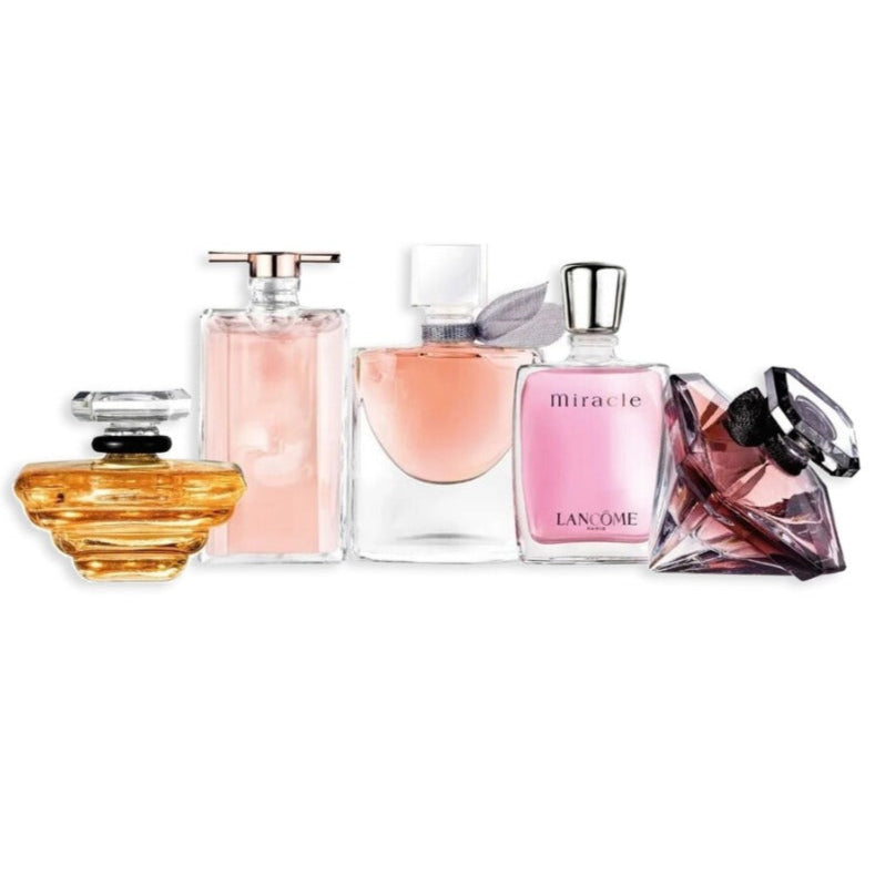 Lancôme women’s mini perfume set with Miracle, Idôle, La Nuit Trésor, Trésor, and La Vie Est Belle