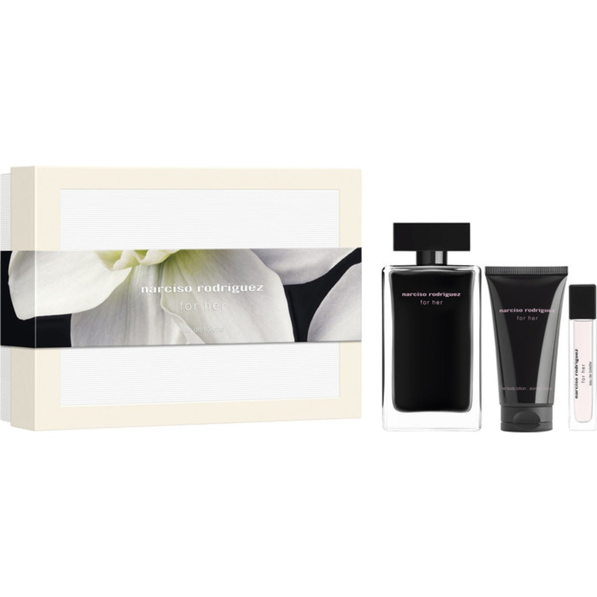 narciso rodriguez for her eau de toilette 100ml plus 10ml plus body lotion