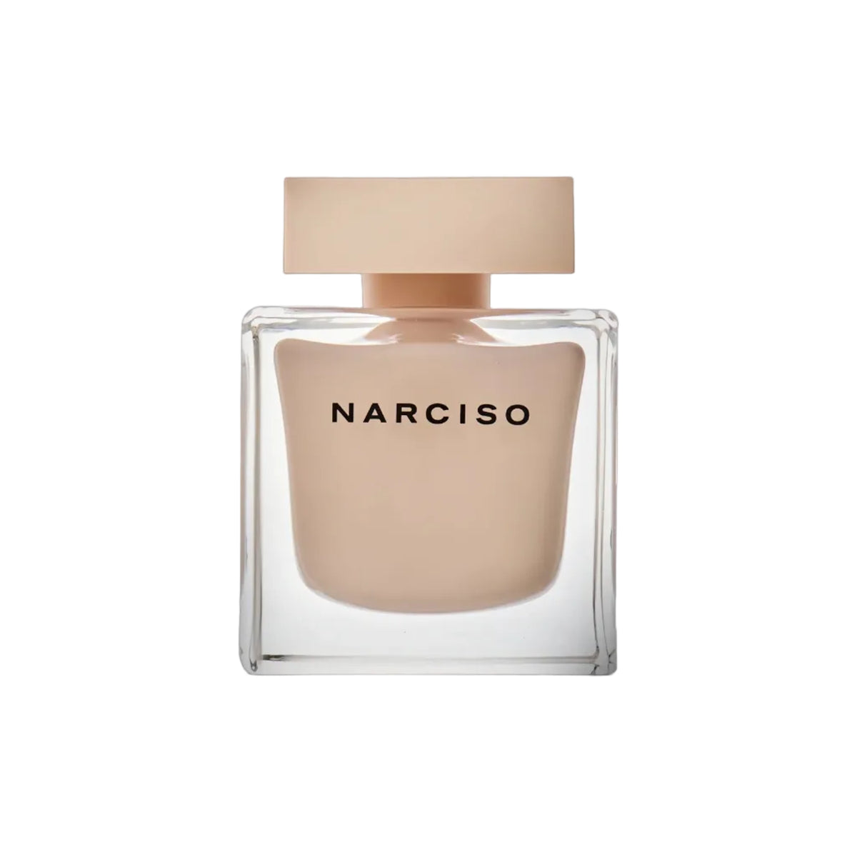 Narciso Rodriguez Narciso Eau de Parfum Poudrée 90ml in the iconic blush pink lacquered cubic glass bottle with matching pink cap
