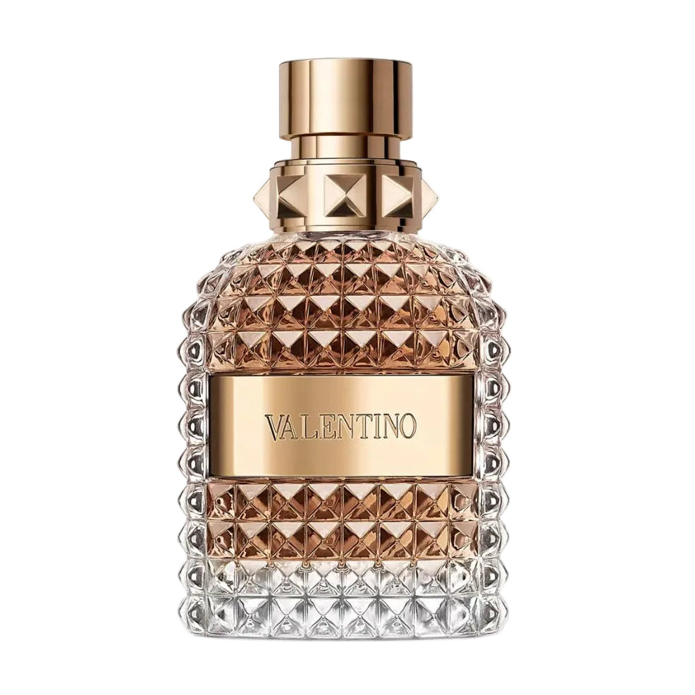 Valentino Uomo Eau de Toilette 100ml bottle in dark faceted glass.