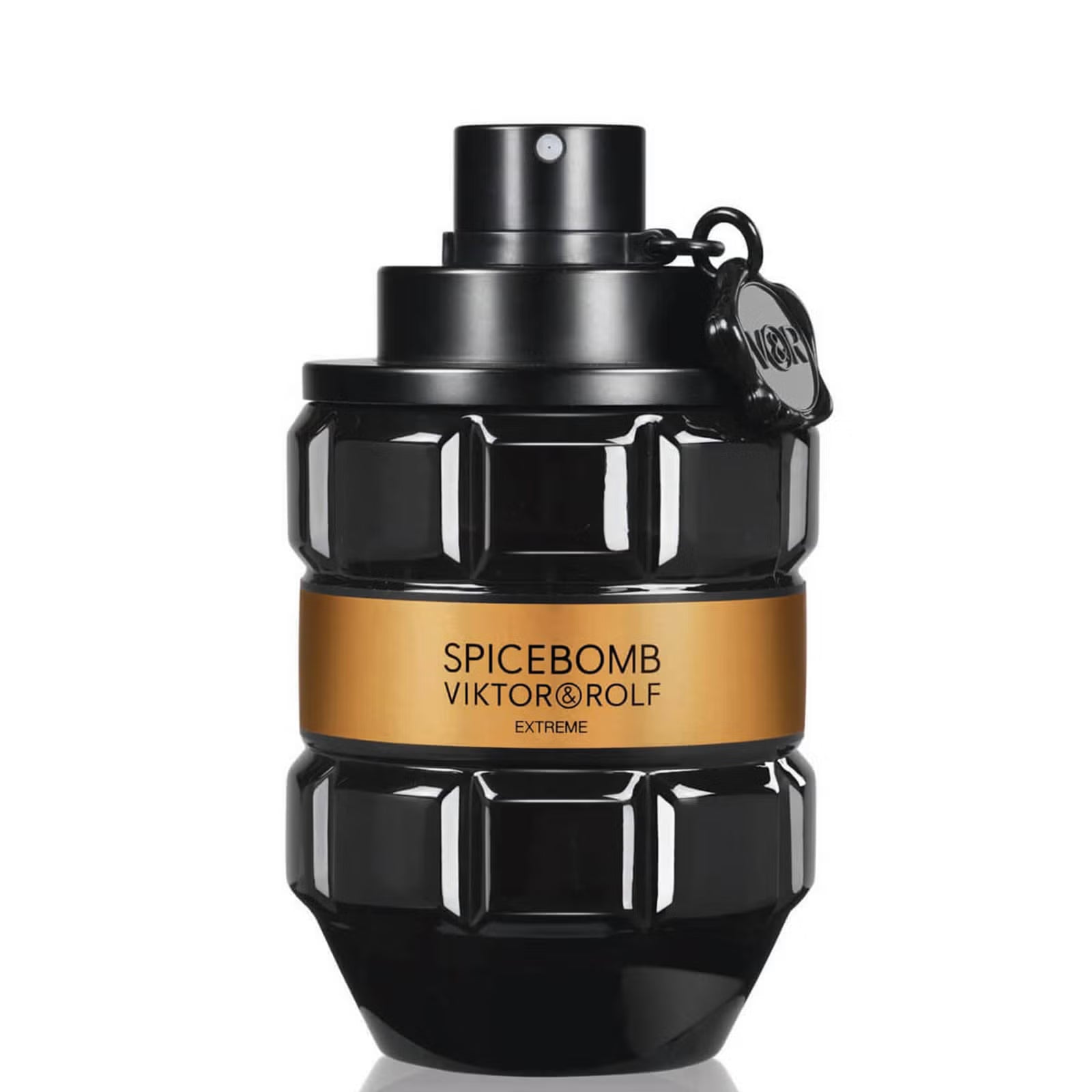 Viktor & Rolf Spicebomb Extreme Eau de Parfum 90ml bottle in grenade-shaped glass with copper ring